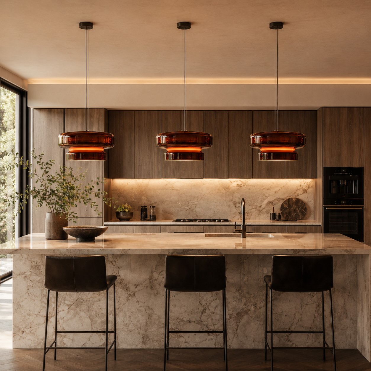 Modern Glass Pendant Lamp Adjustable Hanging Light LED Fixture for Kitchen and Dining | ribuella