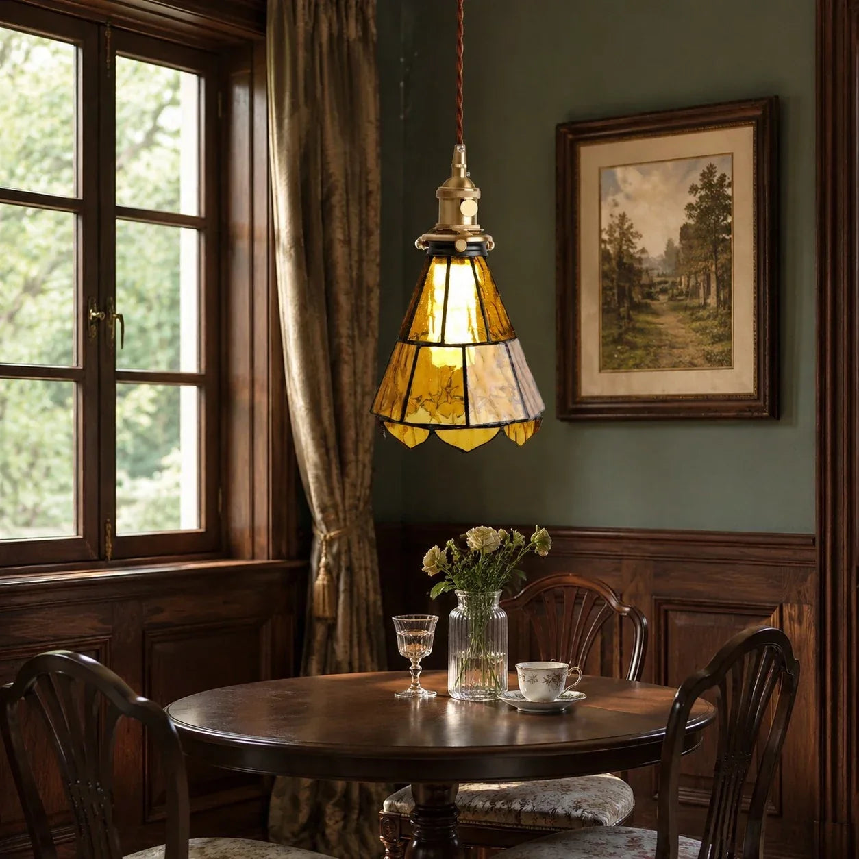 French Country Amber Rippled Glass Wall Fixture Finished In Warm Brass Hardware