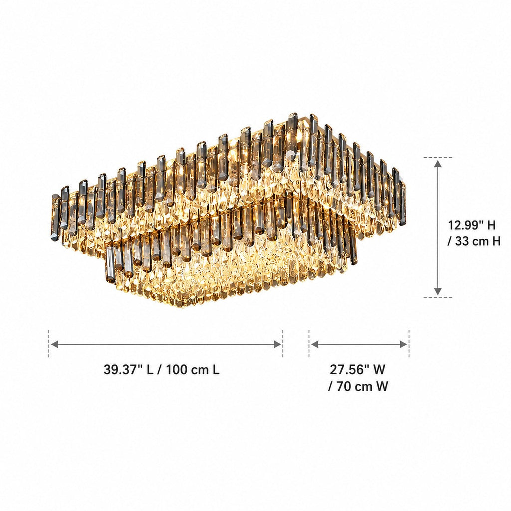 Modern Round Ceiling Light Chandelier with Crystal Accents Stainless Steel LED Adjustable Color Temperature | ribuella