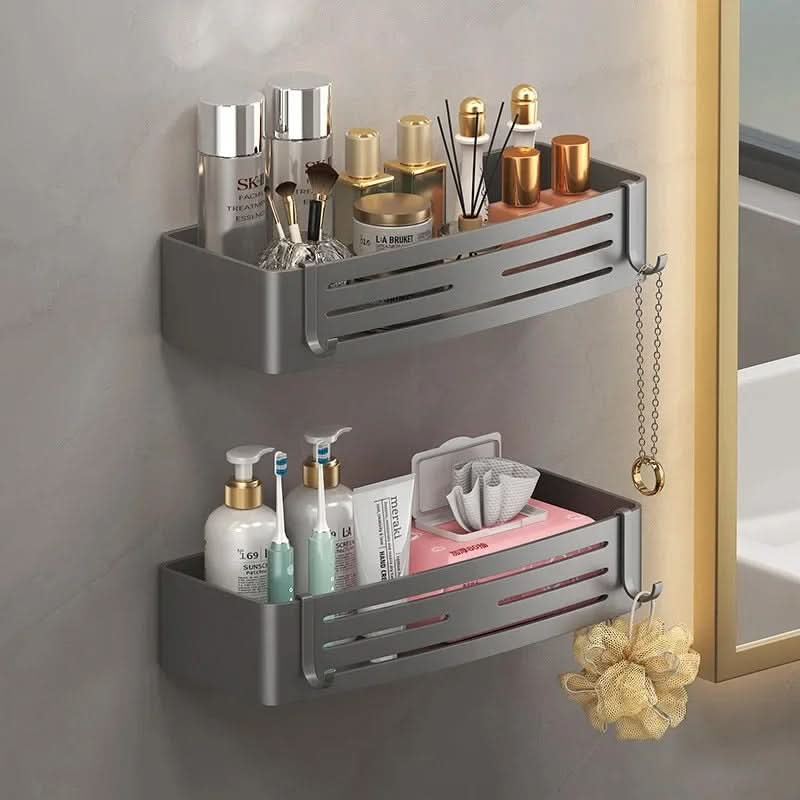 Self-Adhesive Aluminum Shelf Organizer for Bathroom Storage | ribuella