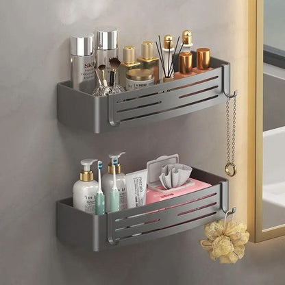 Self-Adhesive Aluminum Shelf Organizer for Bathroom Storage | ribuella