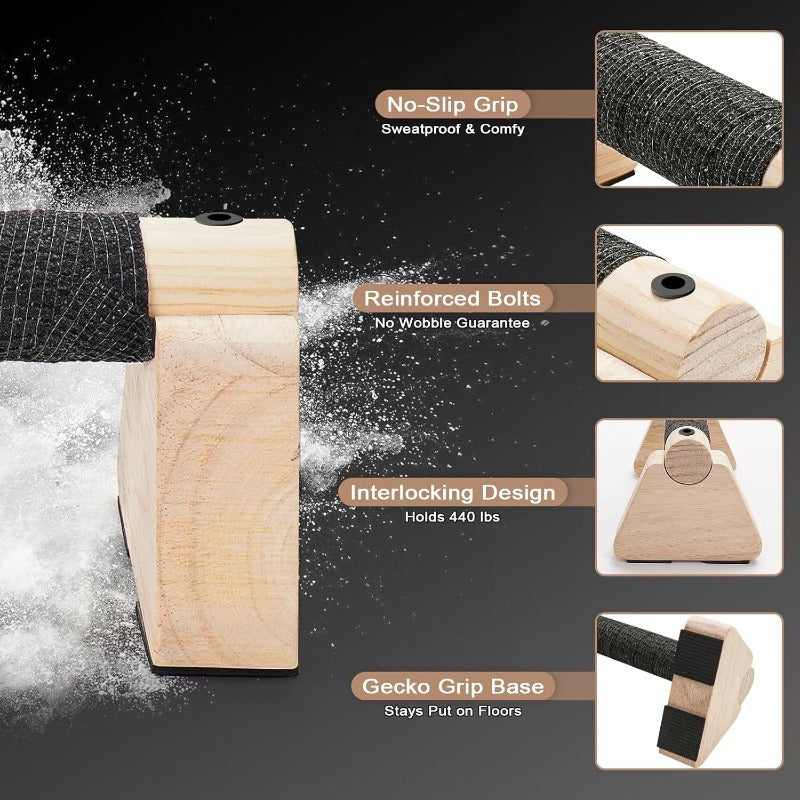 Sturdy Wood Push-Up Bars for Effective Home Workouts | ribuella