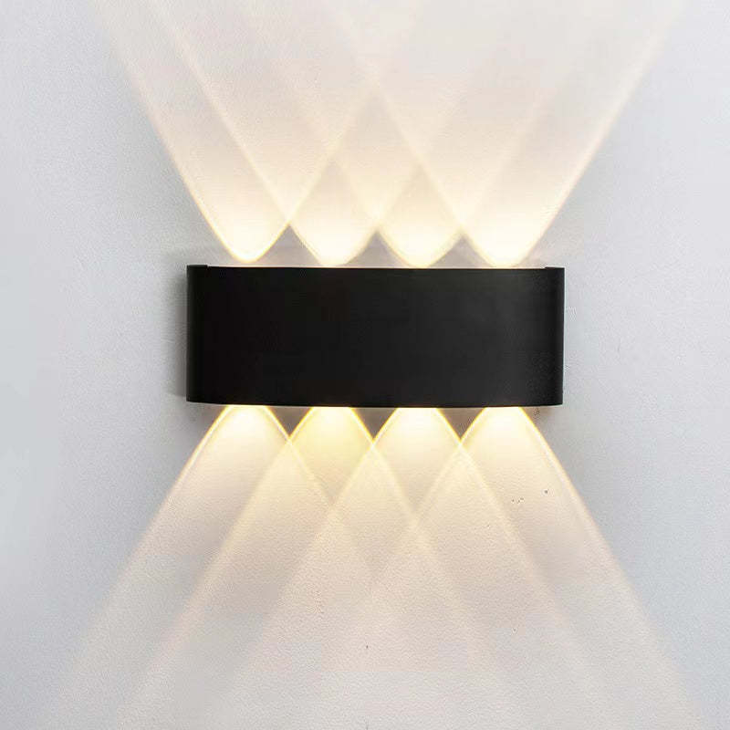 Tronix Rectangular Metal Outdoor Wall Lamp, Black White Water-Wave