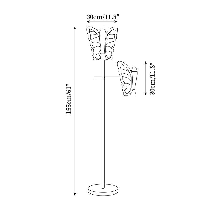 Galileo Butterfly Floor Lamp Sculptural Twin Wing Design Gold Finish Stand