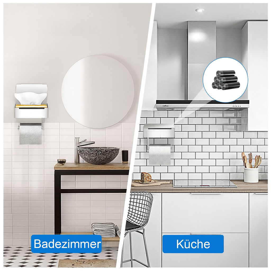 Tissue Dispenser - Stainless Steel Bathroom Paper Holder - 2-in-1 Shelf and Holder - SteelShelf | ribuella