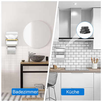 Tissue Dispenser - Stainless Steel Bathroom Paper Holder - 2-in-1 Shelf and Holder - SteelShelf | ribuella