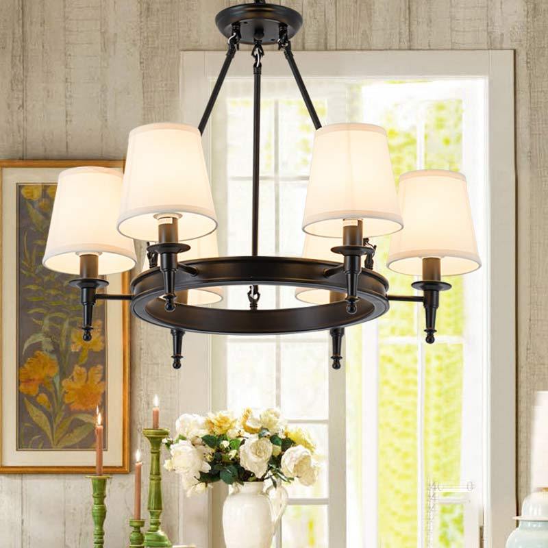 Silva Vintage Ring Metal And Fabric Chandelier In Black And Copper