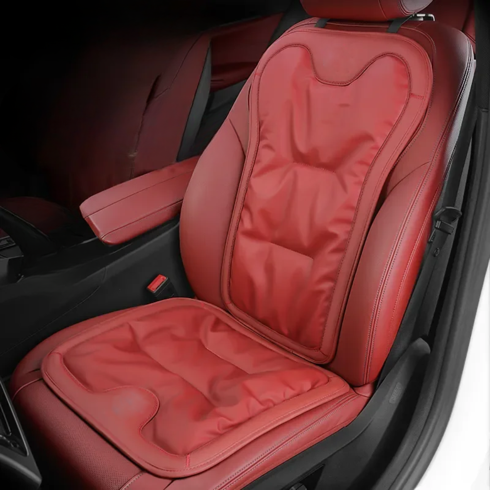 Ergonomic Faux Leather Car Seat Cushion - Padded Lumbar Back Support