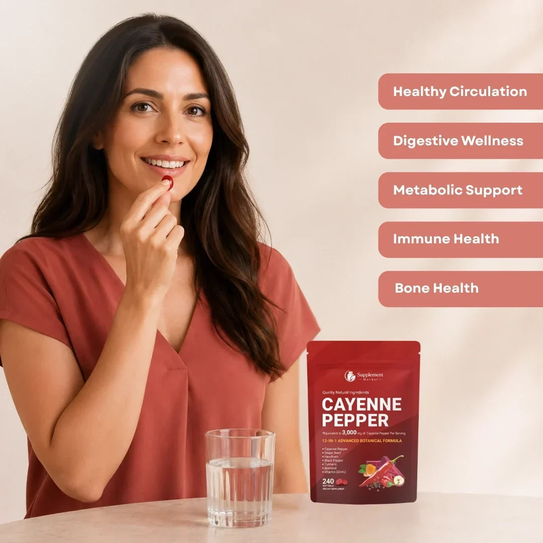 Gélules molles de piment de Cayenne 10-en-1 - pour soutenir le métabolisme et la circulation