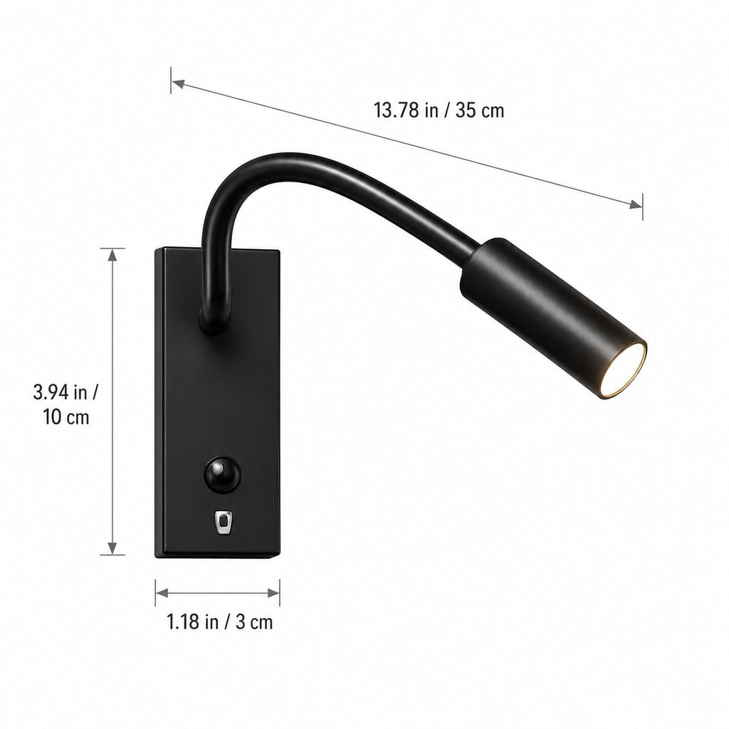 Industrial Wall Light Adjustable Gooseneck Aluminum Integrated LED Task Lamp 3000K Warm White | ribuella