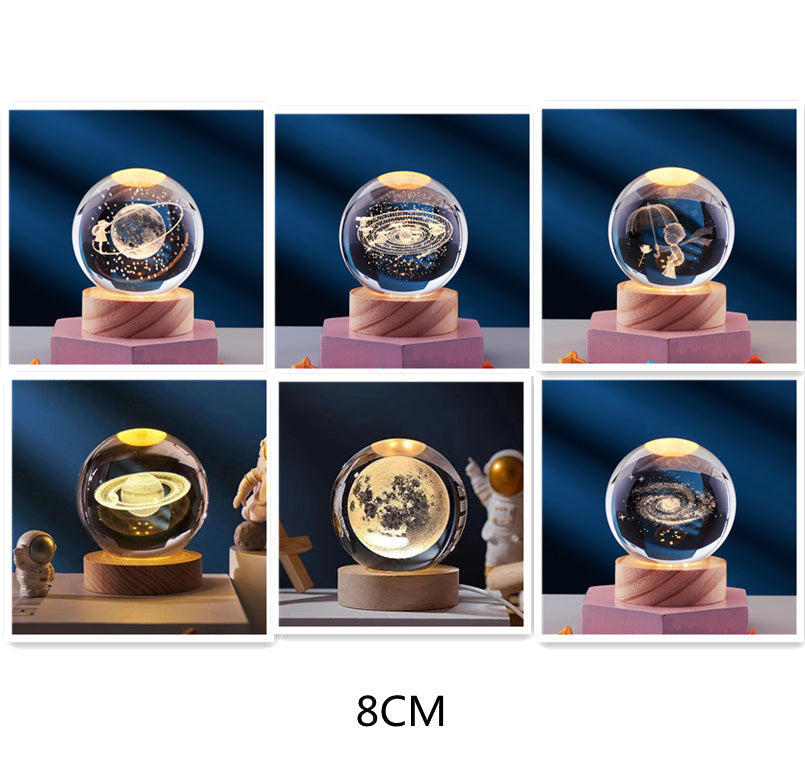 LumaOrb Crystal 3D Night Lamp Elegant Ambient Bedroom Light