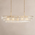Modern Oval Chandelier Light Adjustable Hanging Steel Glass Fixture with 5 or 12 Bulb Options | ribuella