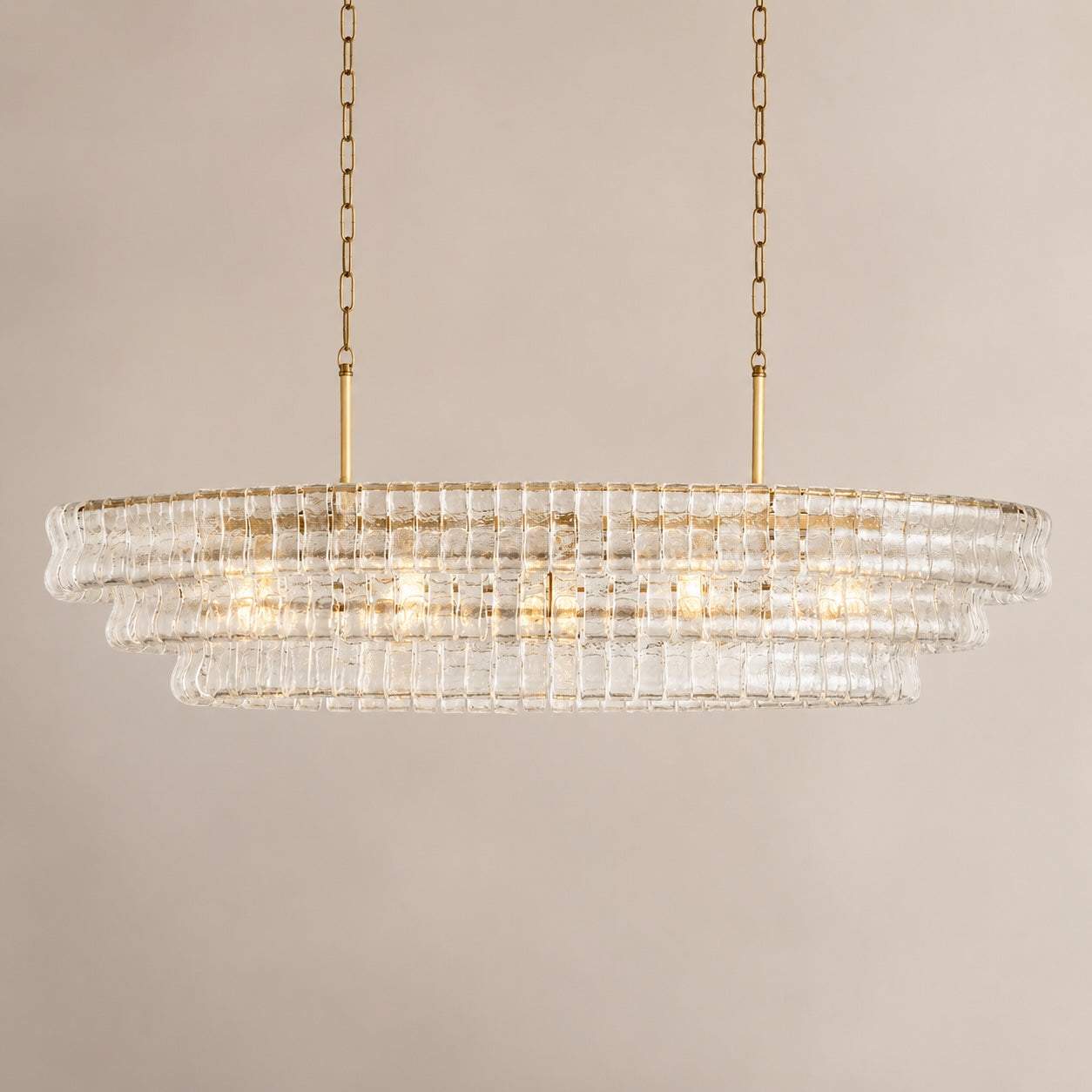 Modern Oval Chandelier Light Adjustable Hanging Steel Glass Fixture with 5 or 12 Bulb Options | ribuella