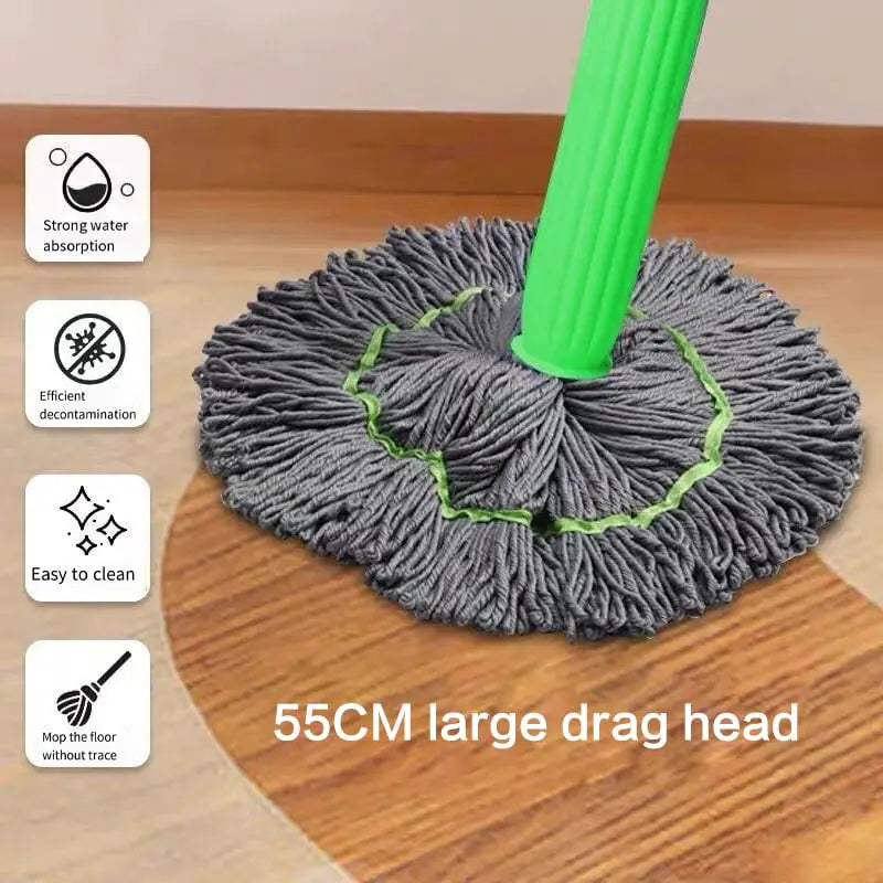 Self-Wringing Microfiber Mop Replacement Head - Swivel Joint - No-Touch Use - CleanPulse | ribuella