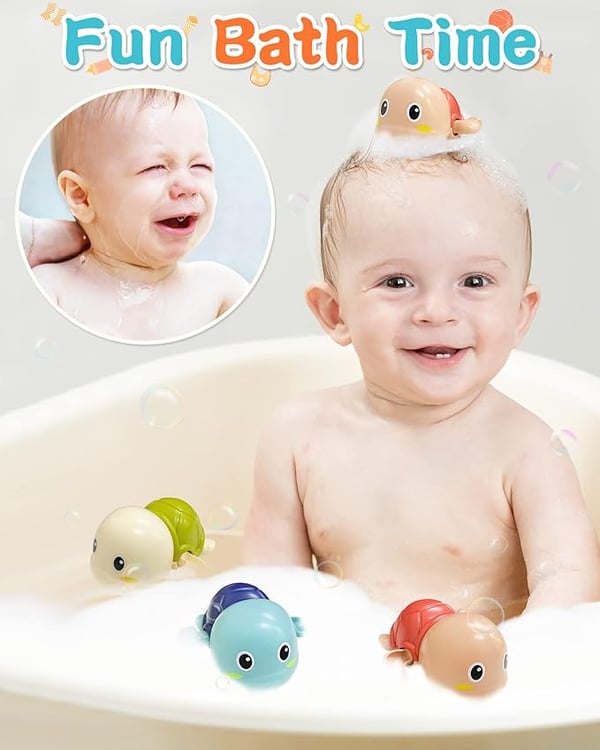 Set of 6 Bath Toys – Wind-up Swimming Turtles | ribuella