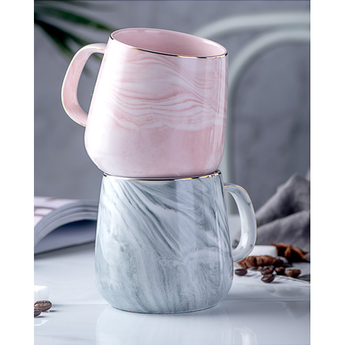 Elegant keramikkrus på 8 Oz med marmormønster og guldkant