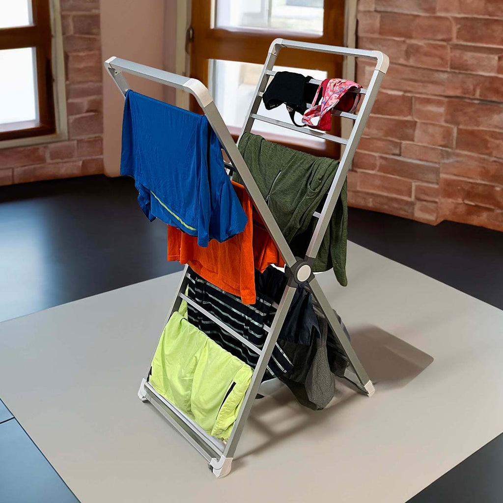 Folding Clothes Drying Rack, Aluminum Frame, Portable Space Saving Laundry Stand