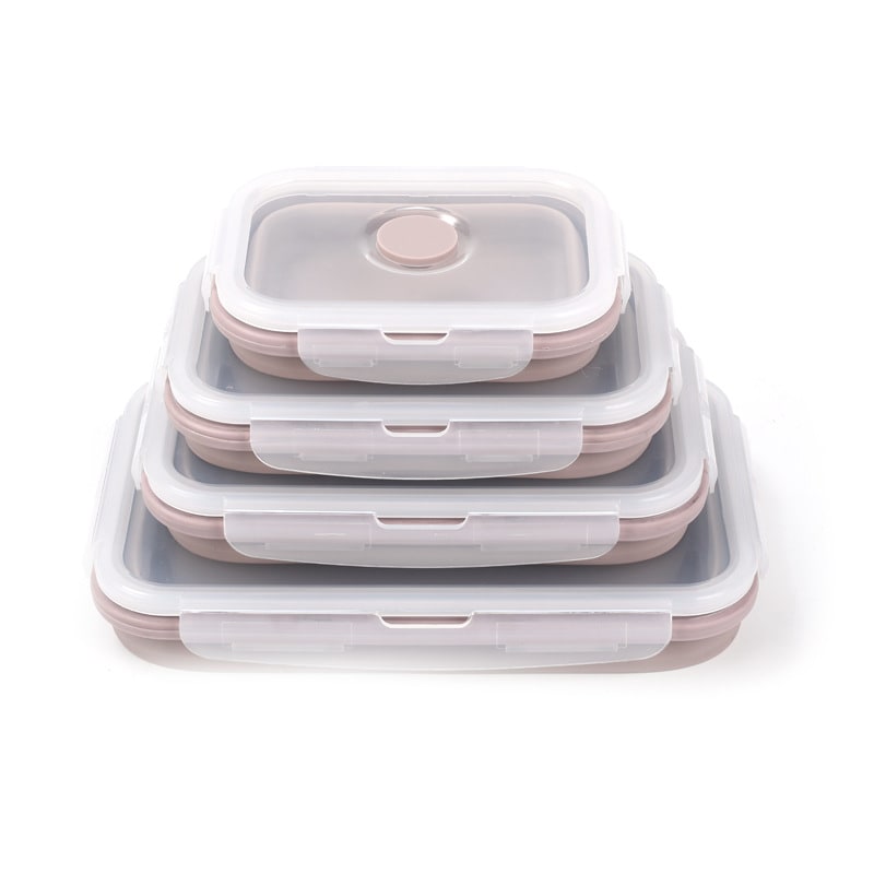 Collapsible Airtight Food Storage Containers Fold Flat Silicone Lid Lunch Prep