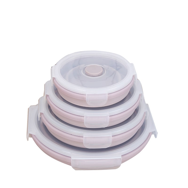 Collapsible Airtight Food Storage Containers Fold Flat Silicone Lid Lunch Prep