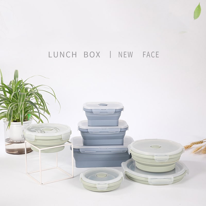Collapsible Airtight Food Storage Containers Fold Flat Silicone Lid Lunch Prep