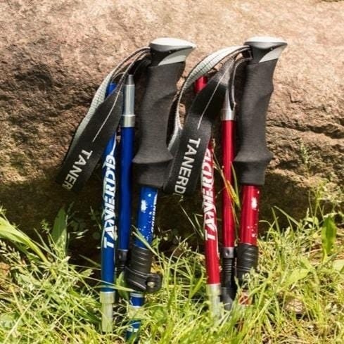 Lightweight Adjustable Trekking Poles - Quick Lock Height Adjustment, Three Section Fold