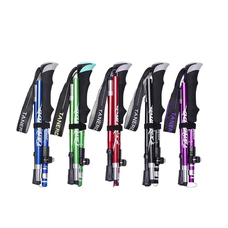 Lightweight Adjustable Trekking Poles - Quick Lock Height Adjustment, Three Section Fold