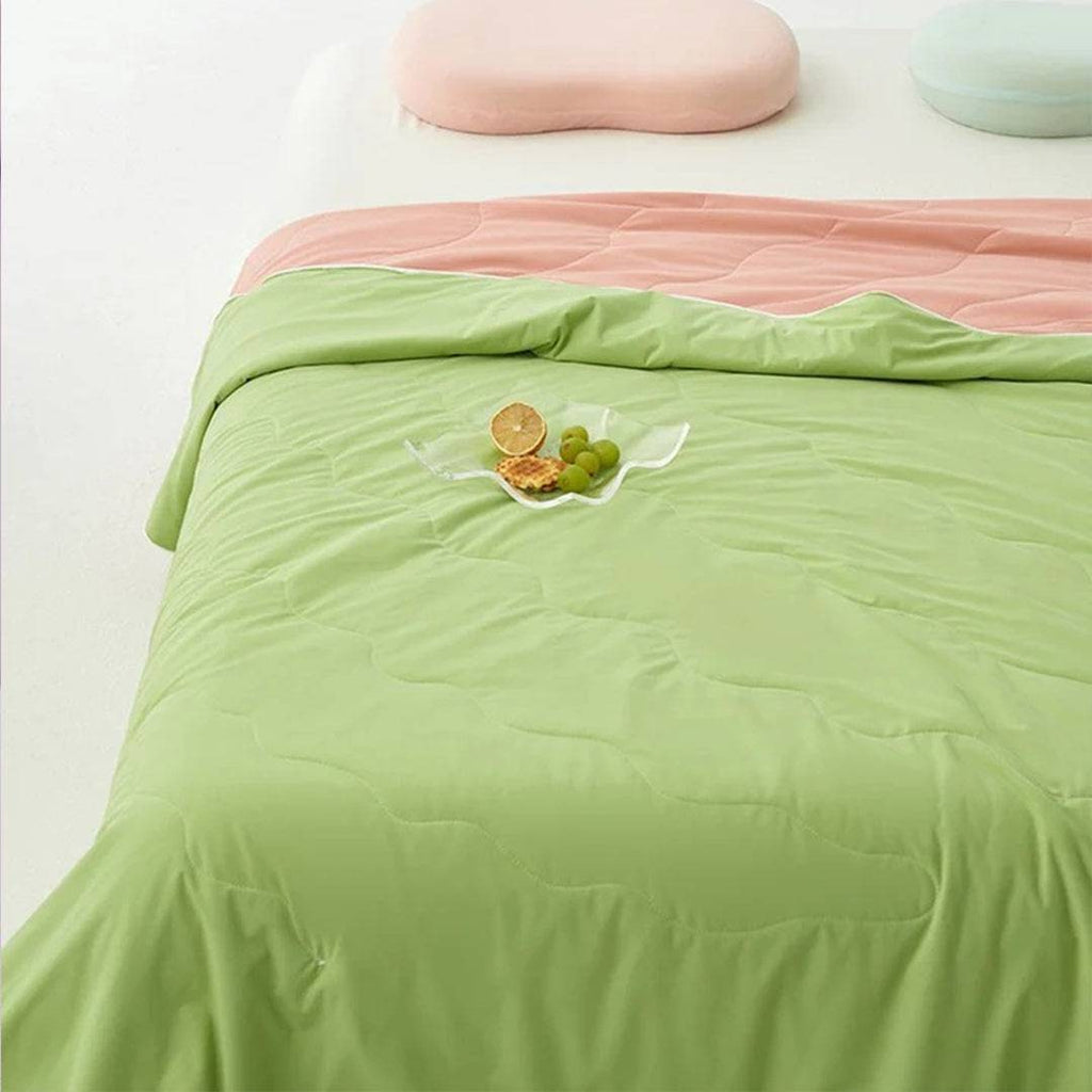 Lightweight Cooling Blanket Reversible Quilted Silky Summer Throw