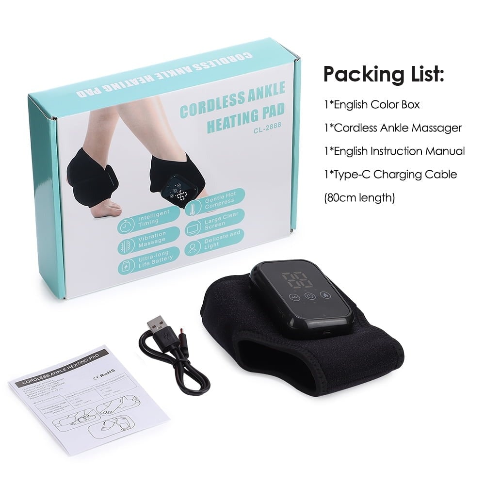 Trådløs opvarmet fod- og anklemassager – genopladelig enhed med digitalt display