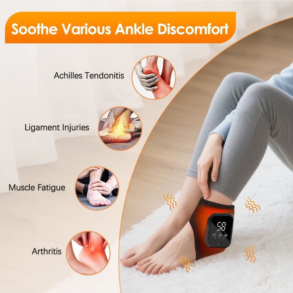 Trådløs opvarmet fod- og anklemassager – genopladelig enhed med digitalt display