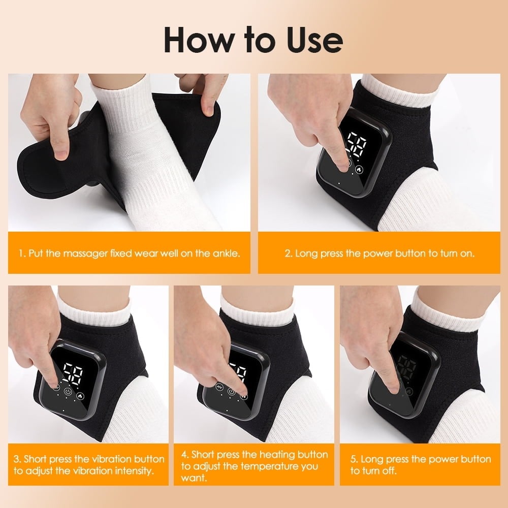 Trådløs opvarmet fod- og anklemassager – genopladelig enhed med digitalt display