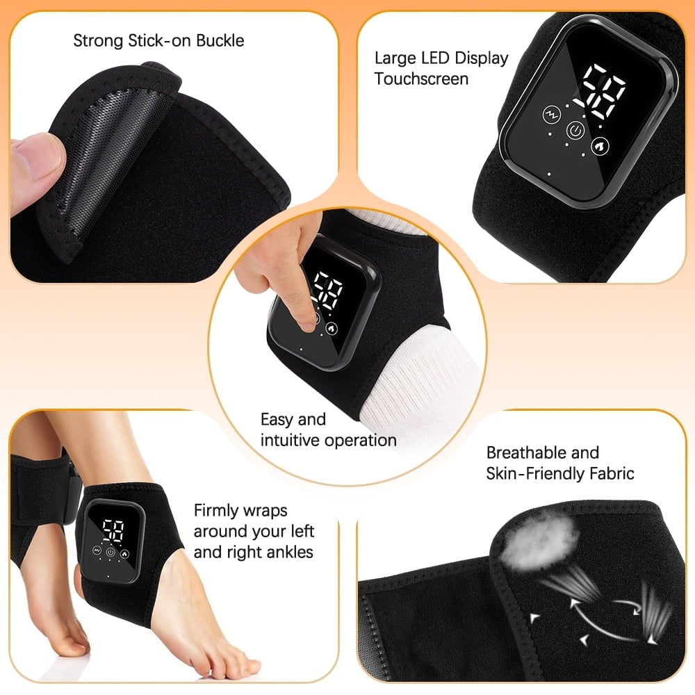 Trådløs opvarmet fod- og anklemassager – genopladelig enhed med digitalt display