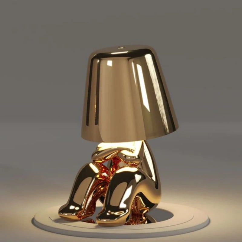 Cordless Led Table Lamp Usb Rechargeable Metal Figure Thinker Sitting Standing Poses