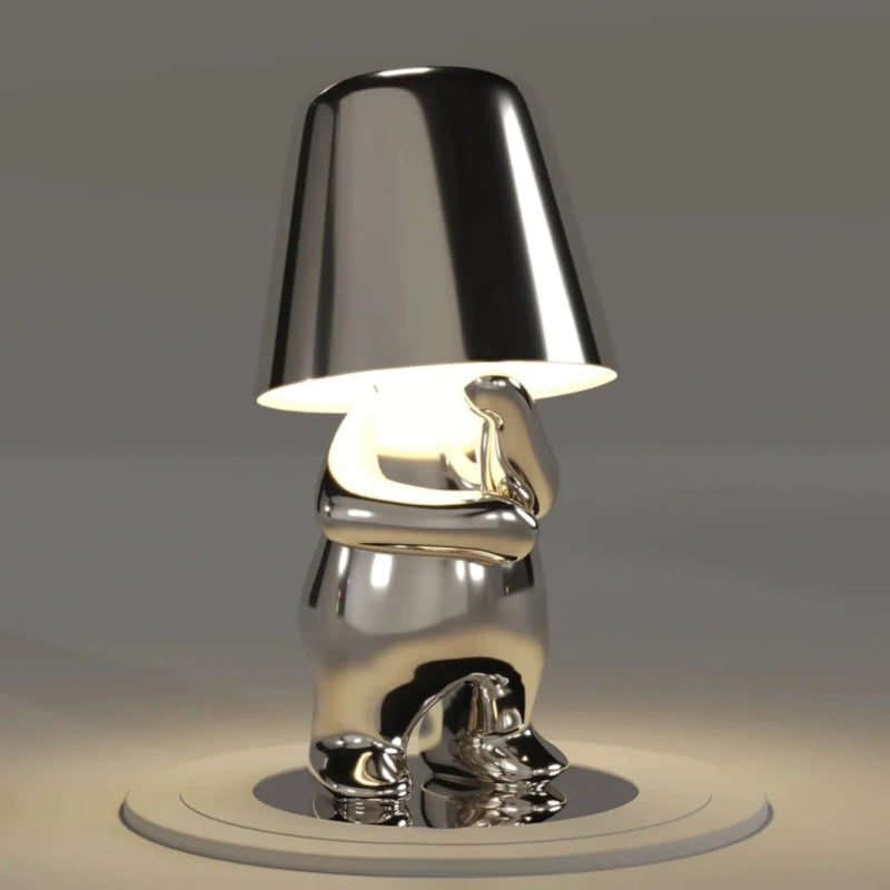 Cordless Led Table Lamp Usb Rechargeable Metal Figure Thinker Sitting Standing Poses