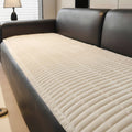 Quilted Ribbed Plush Sofa Seat Cover — Stain Resistant Padded Protector