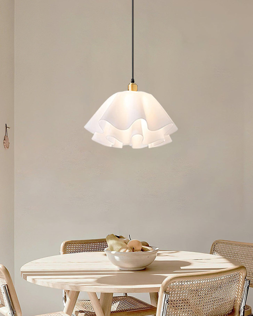Gailon Pleated Pendant Lamp, Brass And White Finish, 30 Cm And 40 Cm Sizes