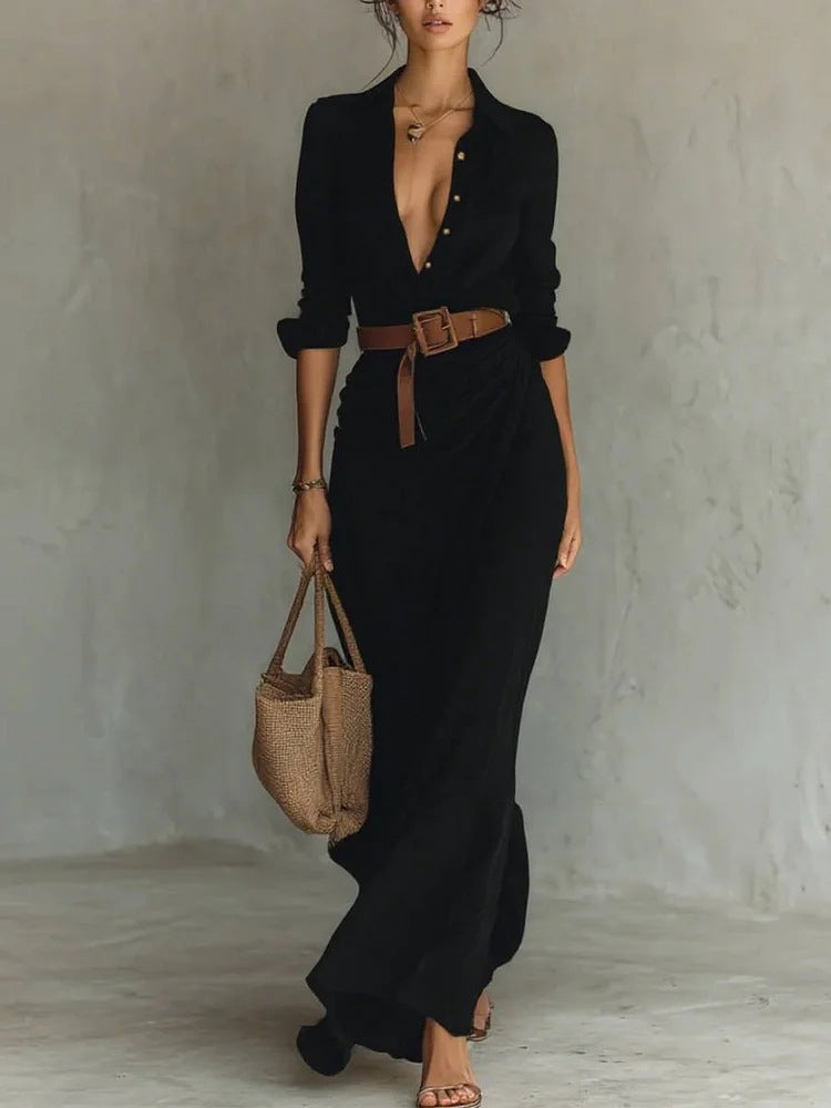 Robe Chemise Longue Drapée