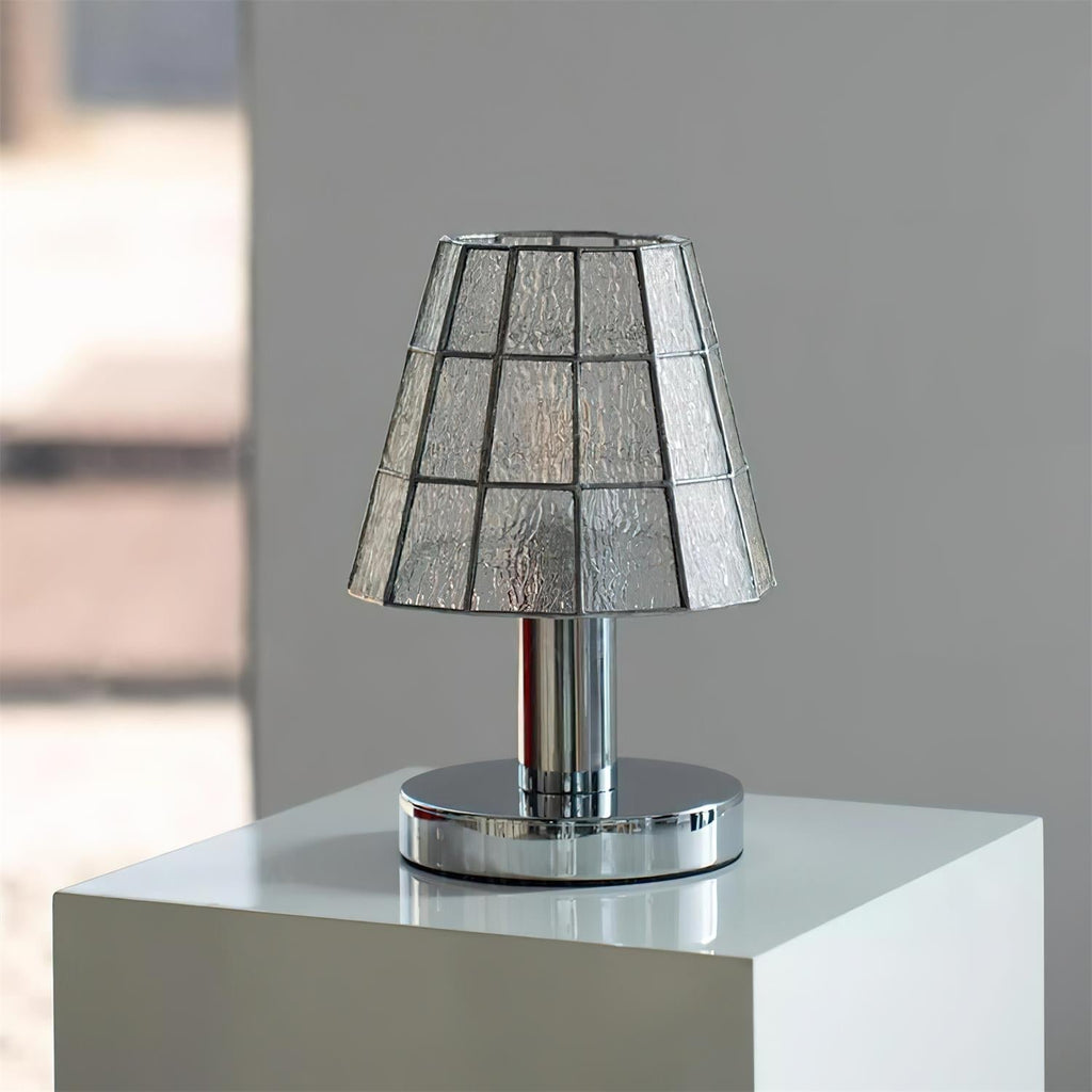 Fun Guy Table Lamp Contemporary Geometric Silhouette In Amber Blue And Clear Colors