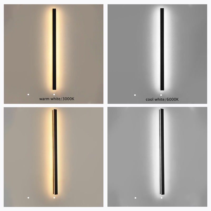 Liniowa zewnętrzna lampa ścienna LED Silex, matowa czarna, odporna na warunki atmosferyczne