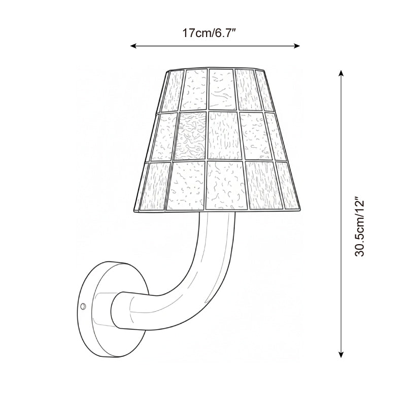 Fun Guy Wall Lamp Curved Chrome Arm And Mosaic Style Glass Shade