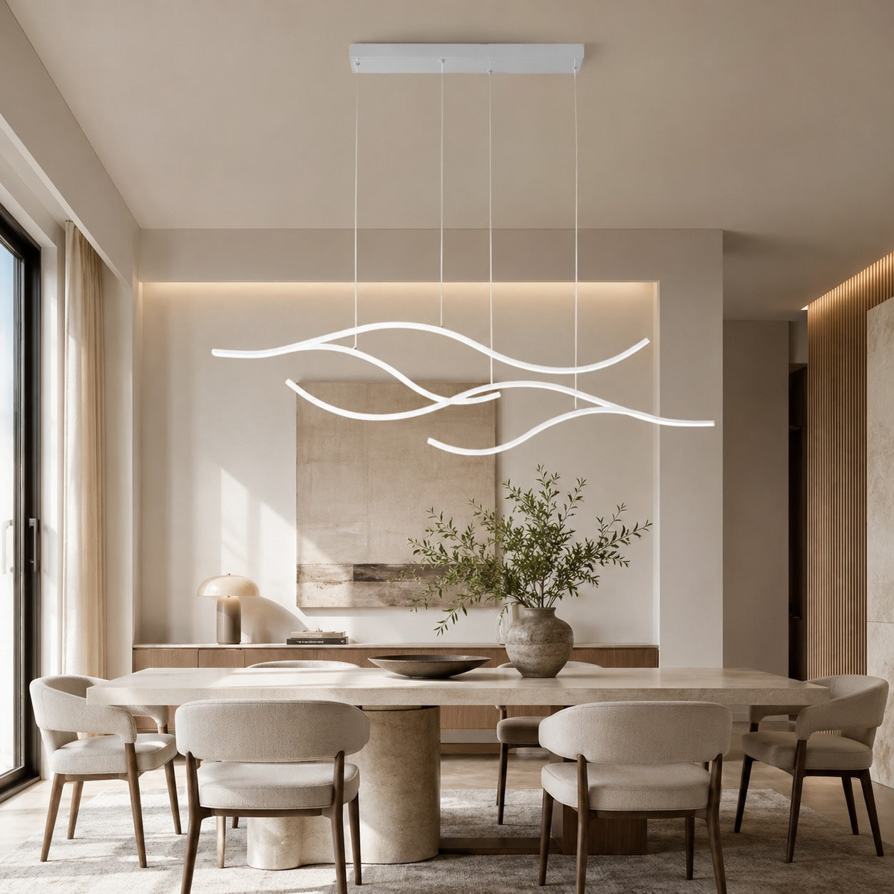 Moderne LED-Pendelleuchte, verstellbare Hängeleuchte aus Metall mit Silikonschirm, dimmbar | ribuella