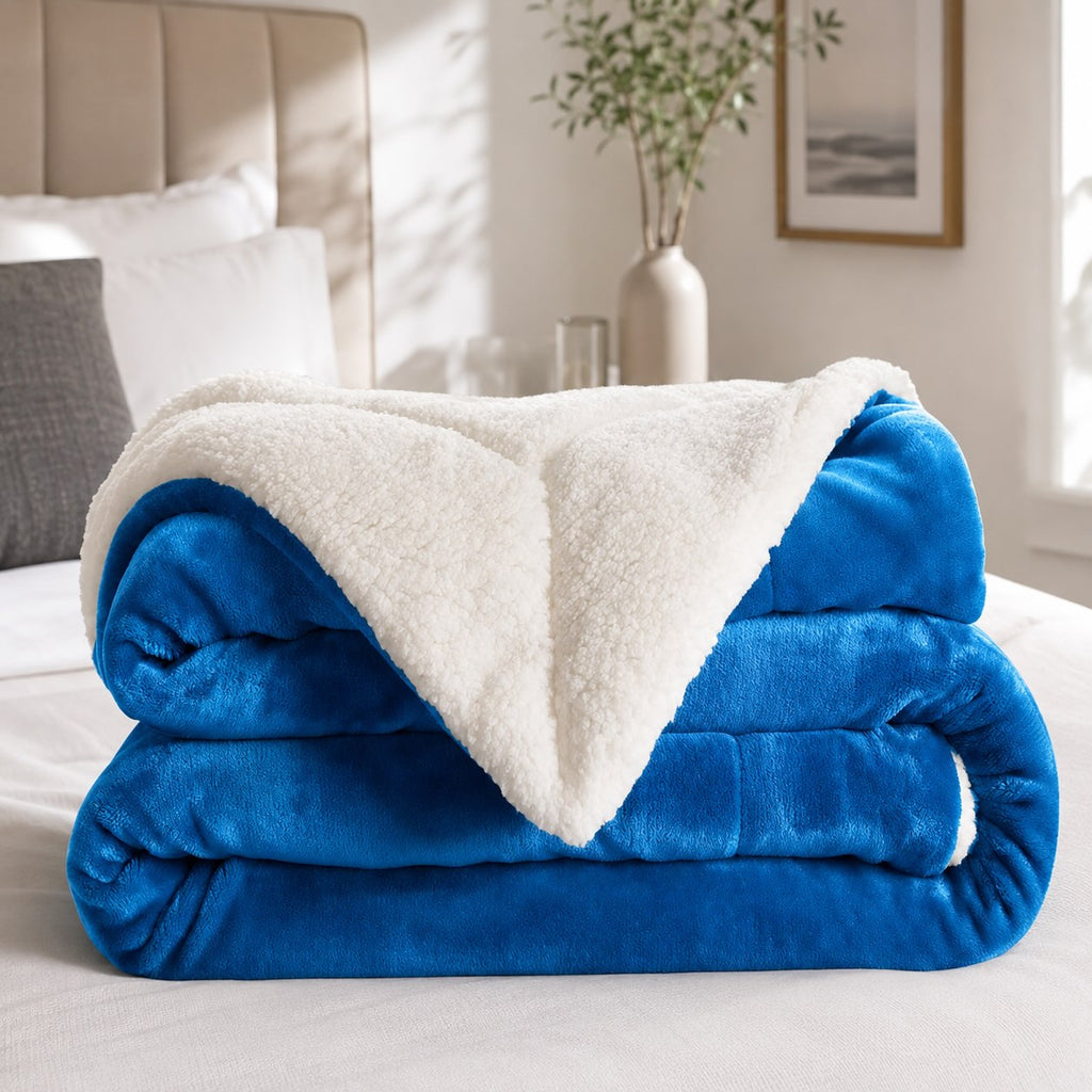 Grande couverture réversible en polaire sherpa, douce, moelleuse et chaude, pour toutes les saisons, utilisation intérieure et extérieure | ribuella