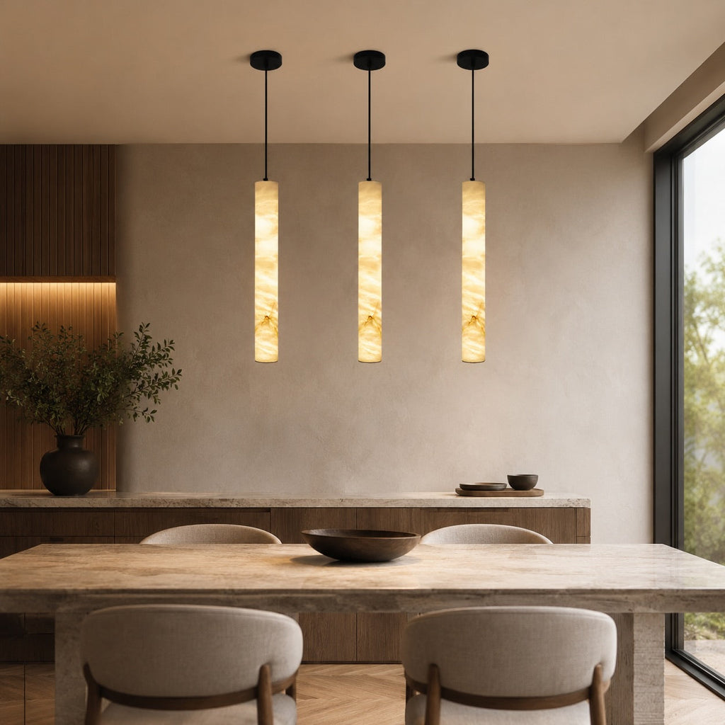 Moderne verstellbare Pendelleuchte aus Messing oder schwarzem Metall mit LED-Licht für Küche und Esszimmer | ribuella
