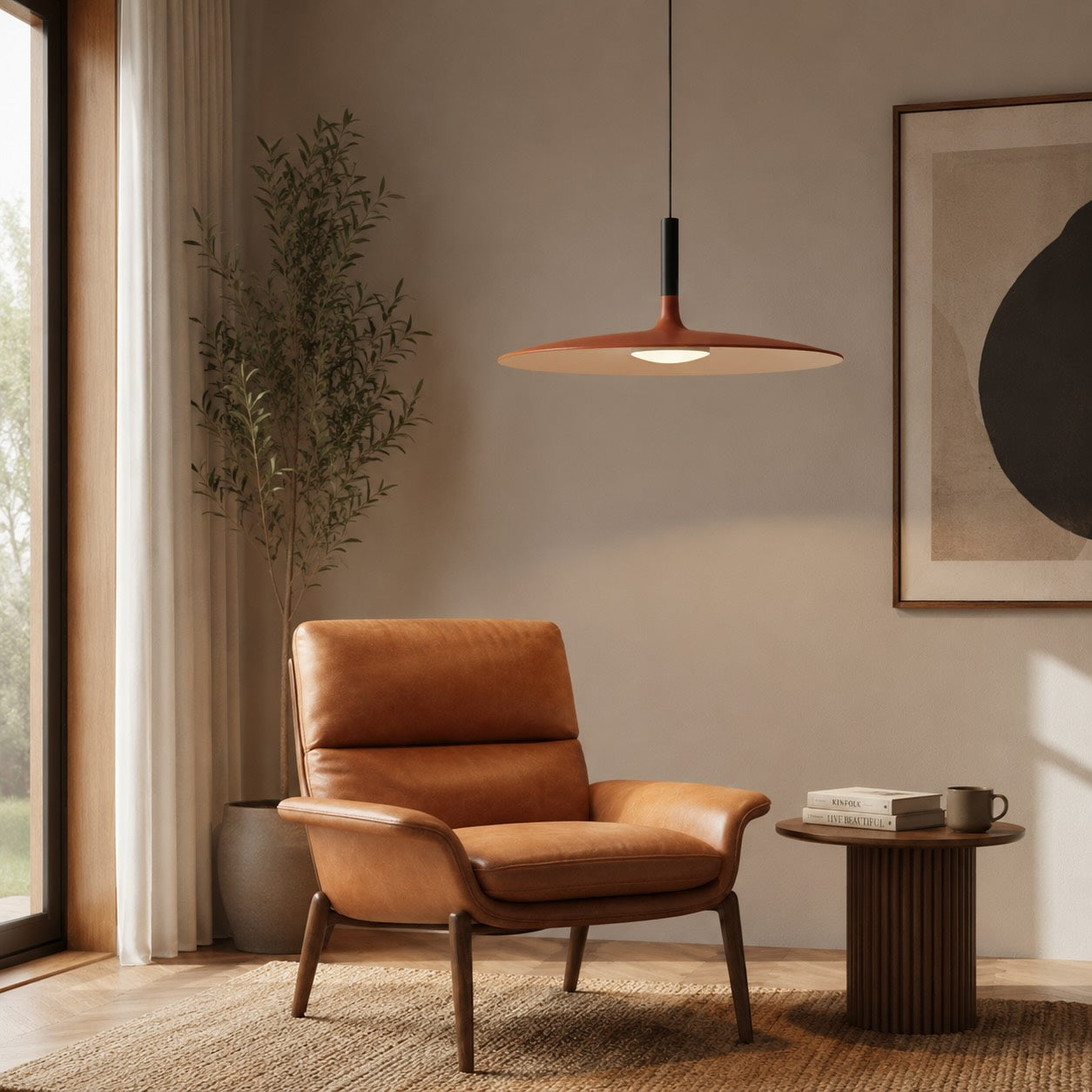 Modern Pendant Light Hanging Fixture in Concrete with Dimmable LED for Kitchen Island Lighting | ribuella