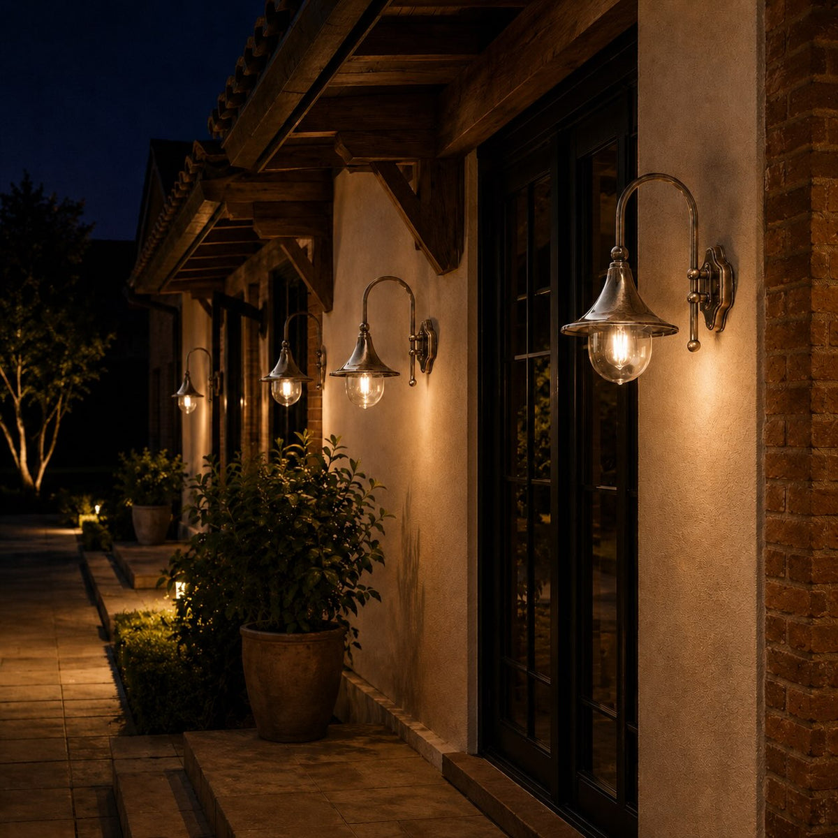 Vintage Outdoor Wall Light Waterproof Aluminum Horn Shape LED Fixture Warm White 3000K | ribuella