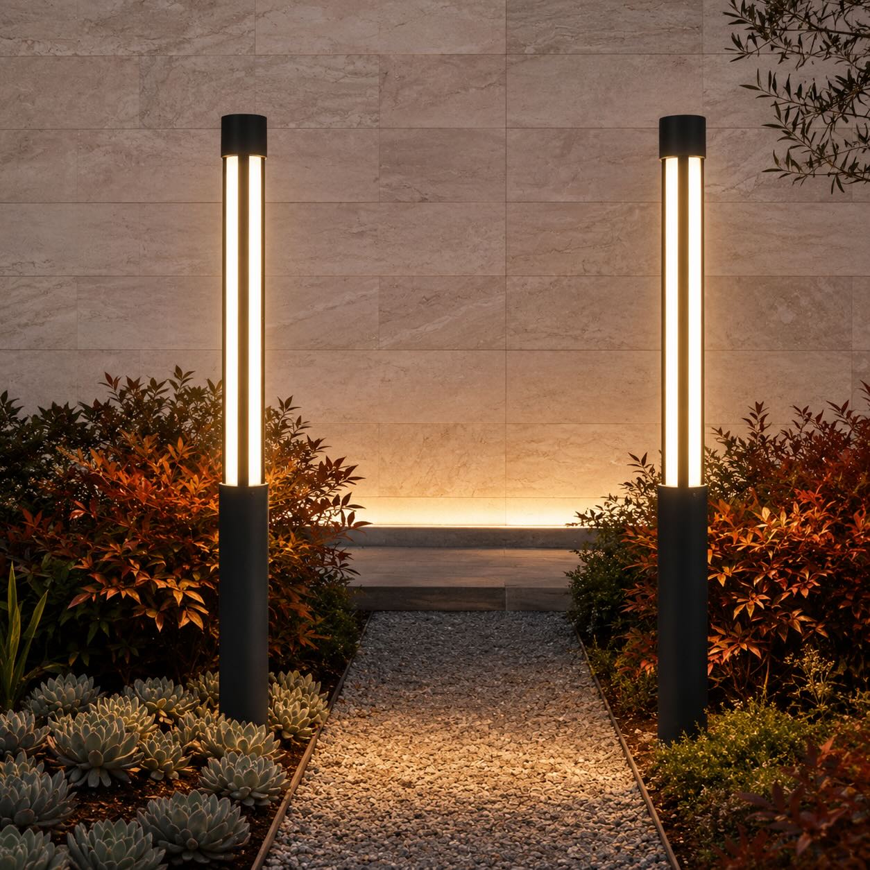 Moderne zylindrische Pollerleuchte für den Außenbereich, wasserdichte Aluminium-LED-Leuchte, 3000K, für die Wegbeleuchtung | ribuella