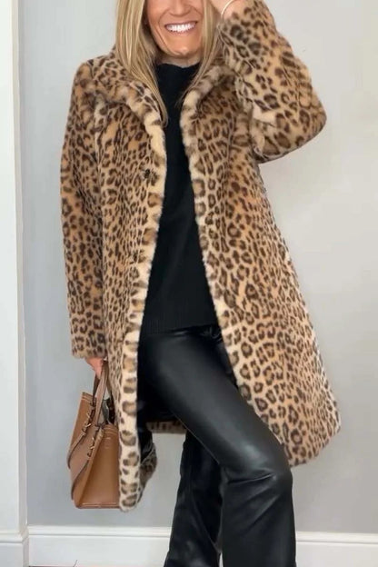 Manteau Mi-Long Imprimé Léopard