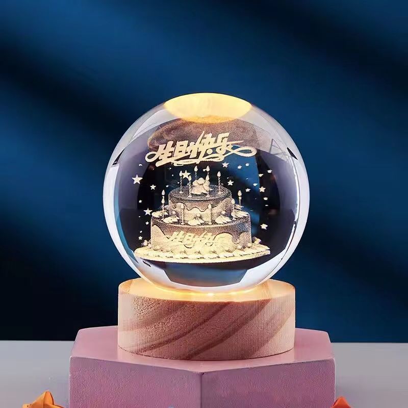 LumaOrb Crystal 3D Night Lamp Elegant Ambient Bedroom Light