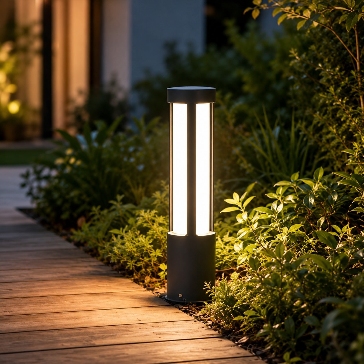 Moderne zylindrische Pollerleuchte für den Außenbereich, wasserdichte Aluminium-LED-Leuchte, 3000K, für die Wegbeleuchtung | ribuella