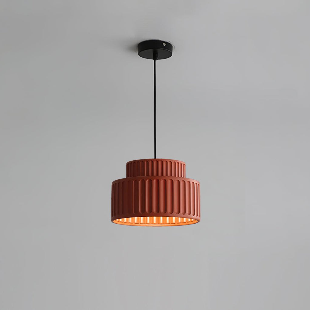 Fluted Resin Drum Pendant Light, Nordic Minimalist Textured Shade