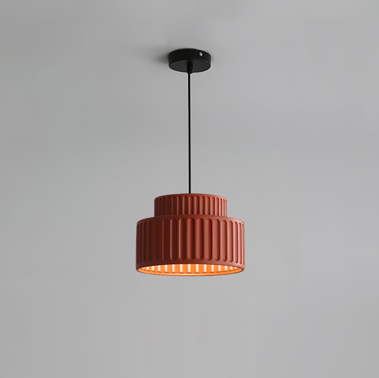 Fluted Resin Drum Pendant Light, Nordic Minimalist Textured Shade